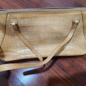 Monsac yellow mango gator shoulder hand bag